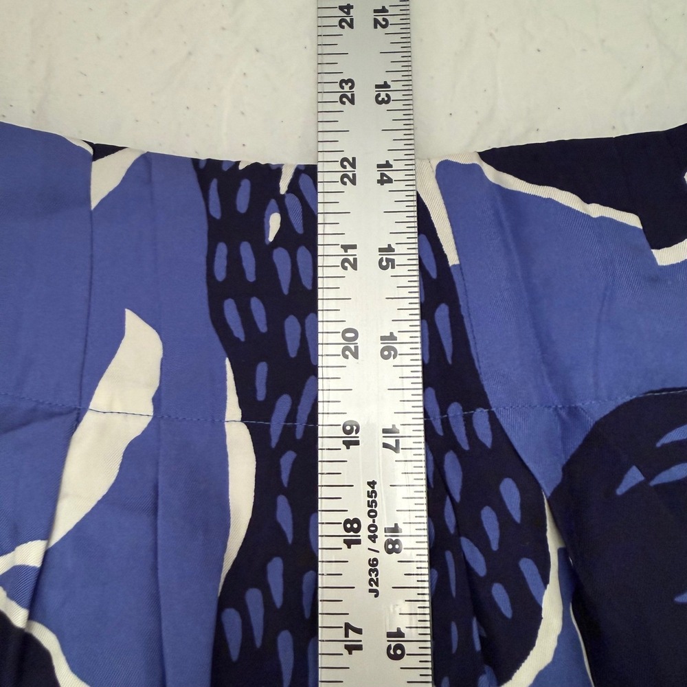 Victor Alfaro Skirt Womens 12 Blue Excellent Silk Floral Pleated Mini A-Line - Picture 6 of 6